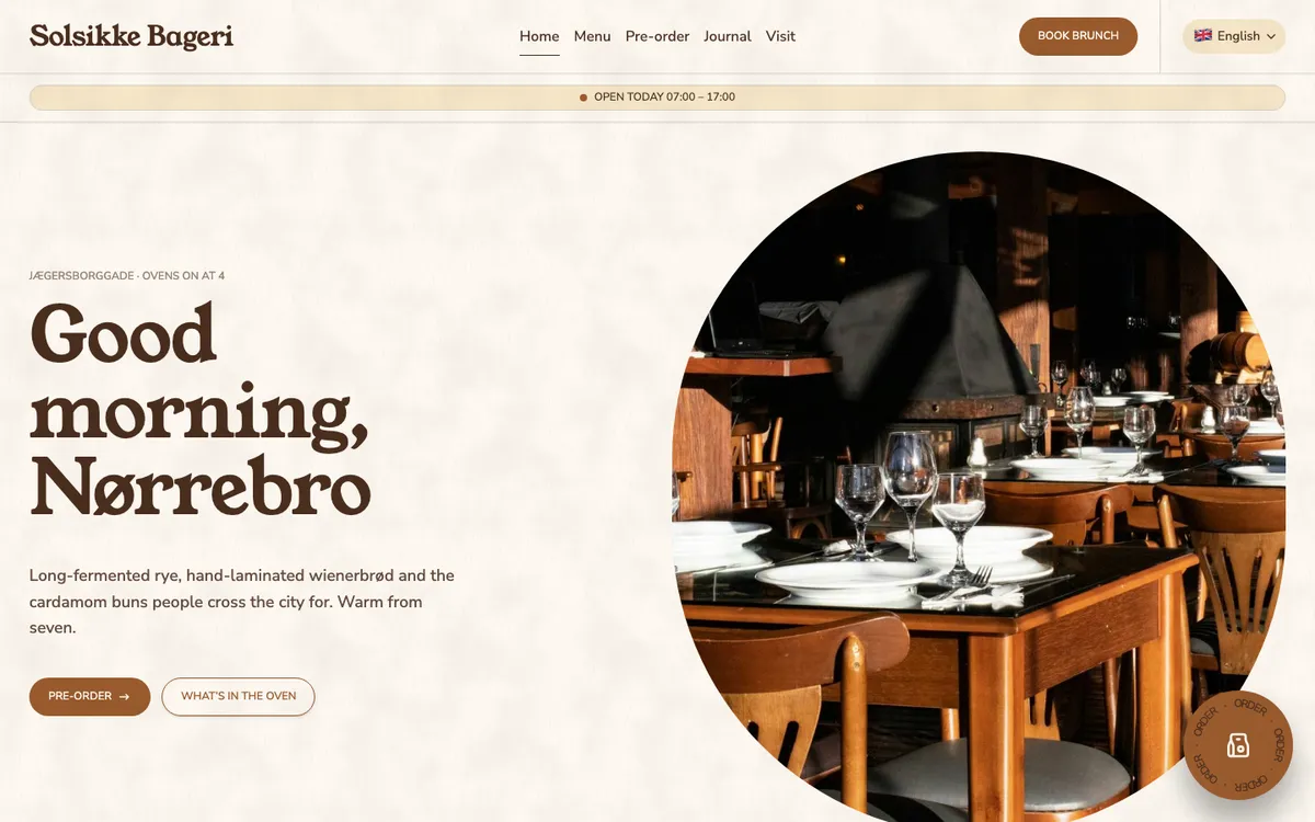 The Solsikke Bageri website