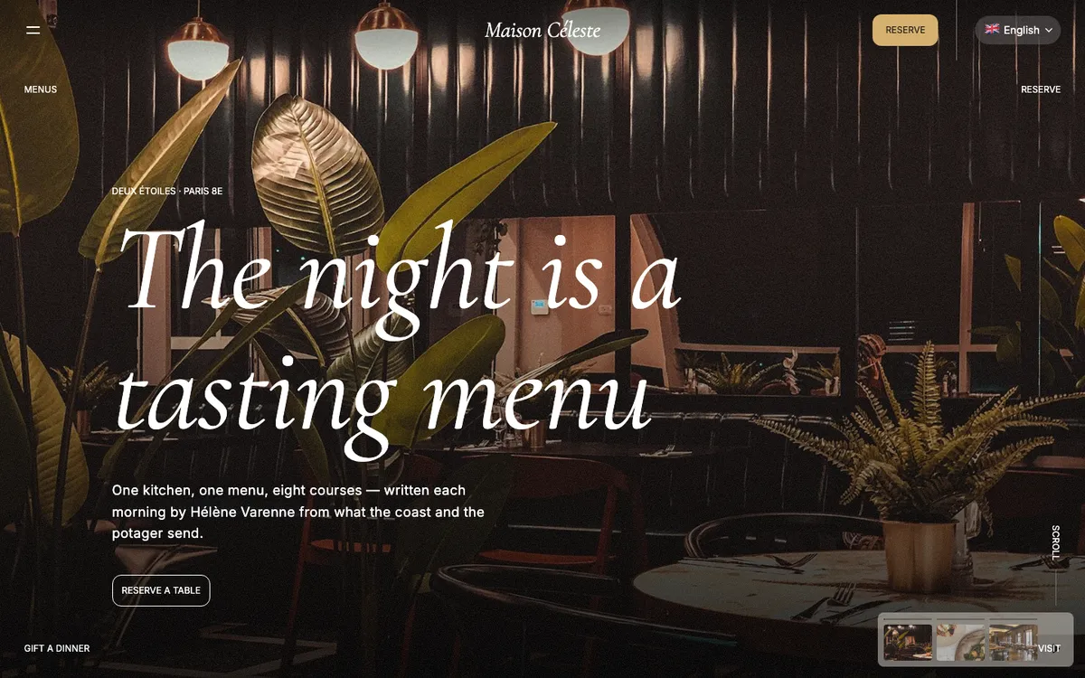 The Maison Céleste website
