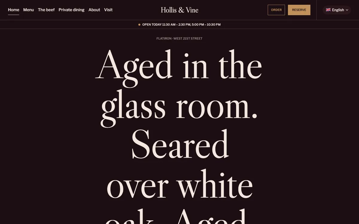 The Hollis & Vine website
