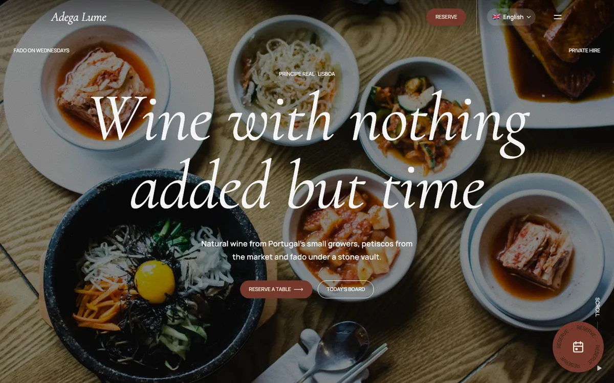 The Adega Lume website